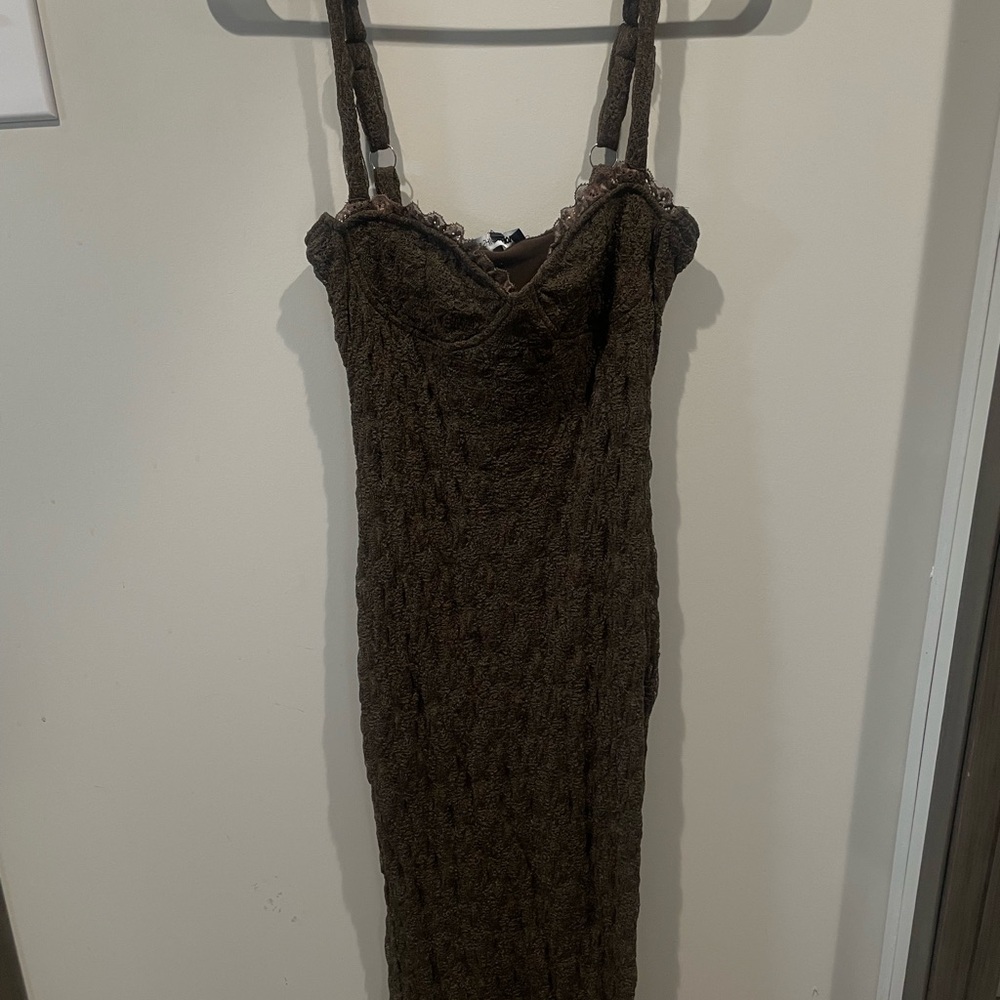Fashion Nova Strapless Brown Dress